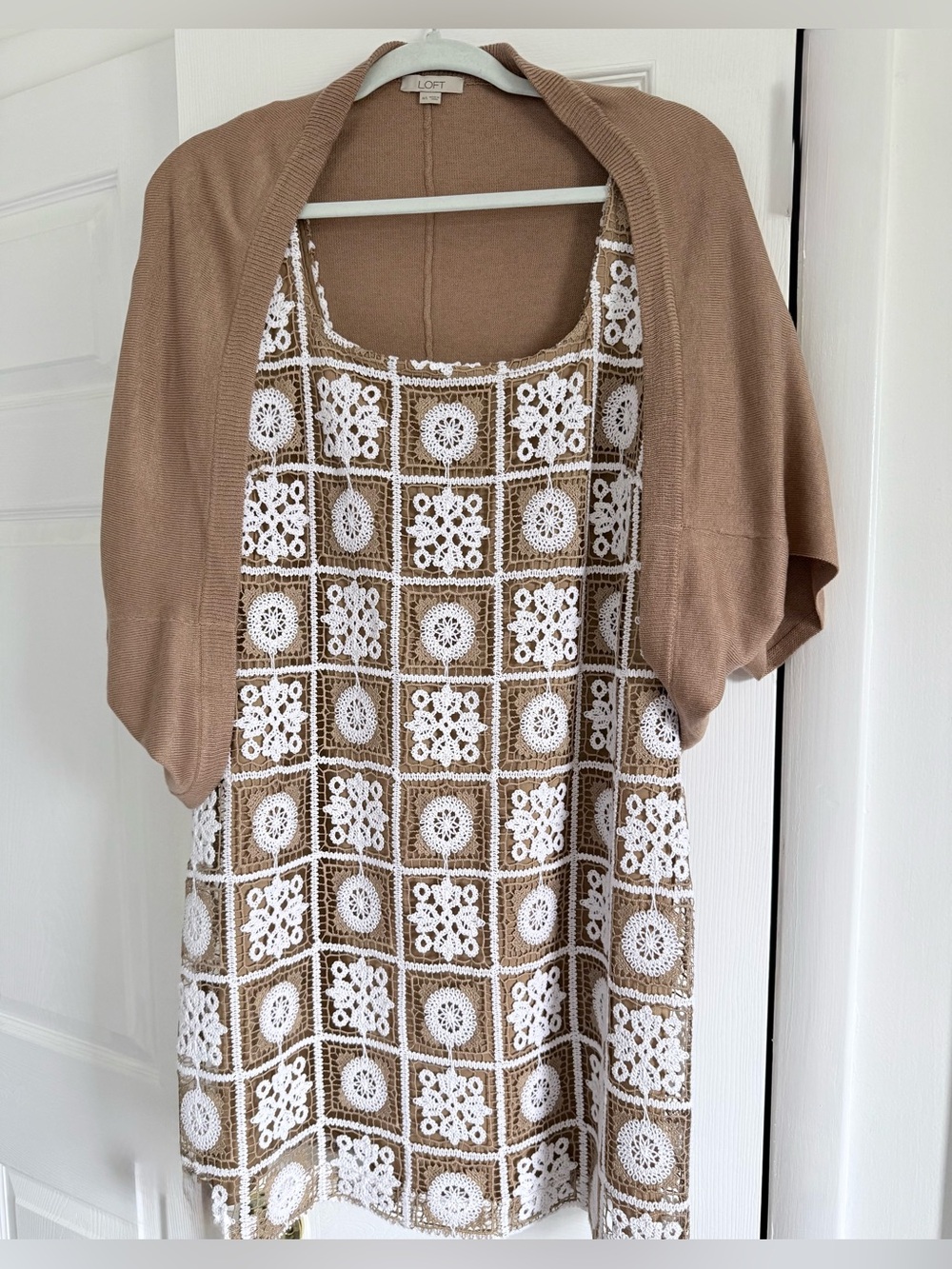LOFT - TWO PIECES - Crochet Lace Dress & Matching Shrug Set Size 12